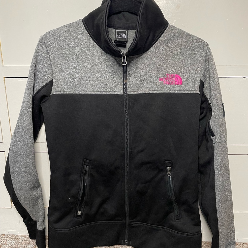 North Face Gray and Black Zip Up Winter Jacket